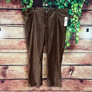Lauren Ralph Lauren Corduroy Pants Womens 22W Brown Straight Leg Soft Velvet